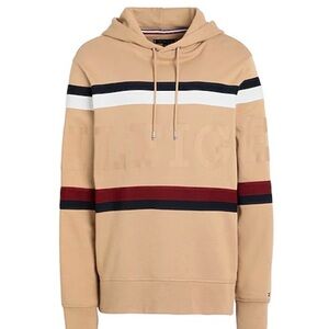 Tommy Hilfiger Men's Beige Hoodie with Stripes